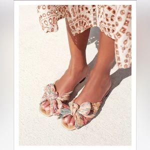 Loeffler Randall Butter Daphne Multi Floral Knot Flat Slide Sandal